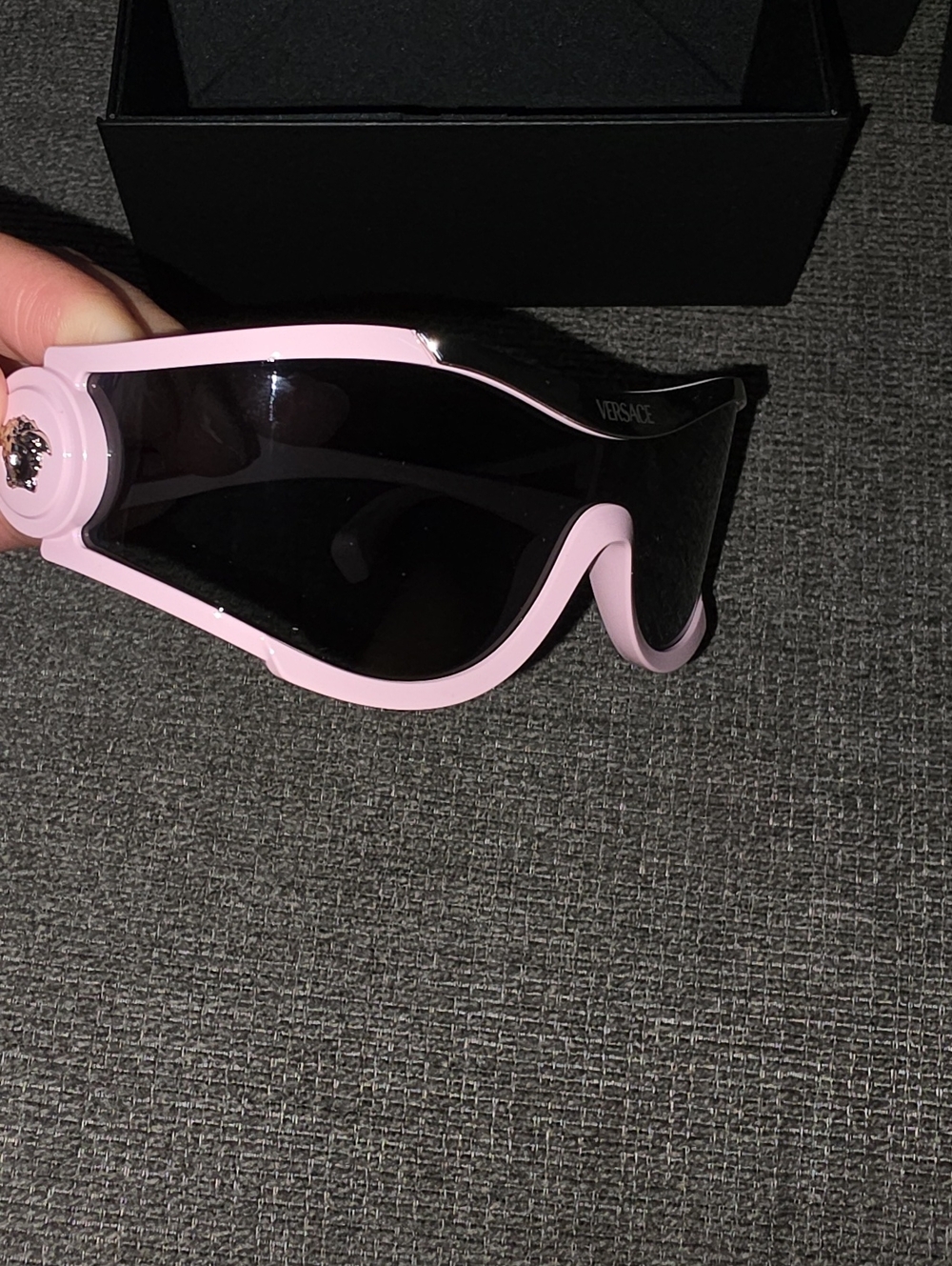 Versace Pink Shield Sunglasses with Black Lens Visor